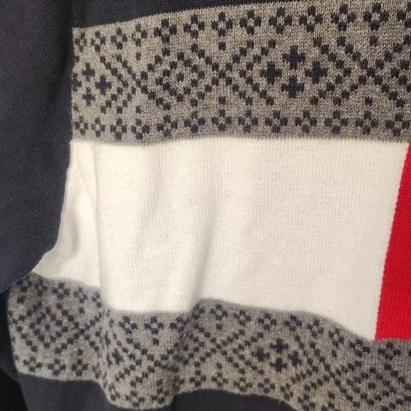 Tommy Hilfiger Navy Blue Fair Aisle Flag Cotton Crewneck Sweater - Picture 8 of 13